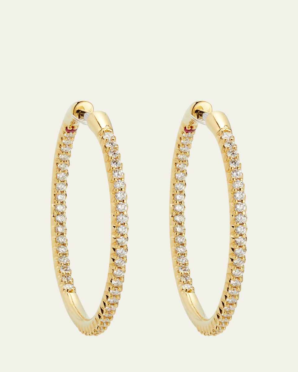30mm Micro Pave Diamond Hoop Earrings in 18K Yellow Gold